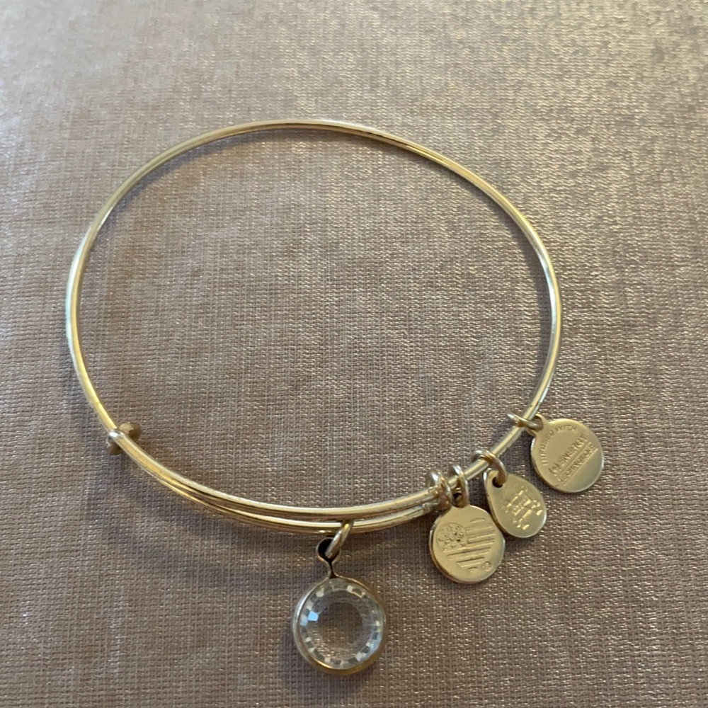 Alex & Ani Silver Bangel with Clear Gem - Picture 1 of 3